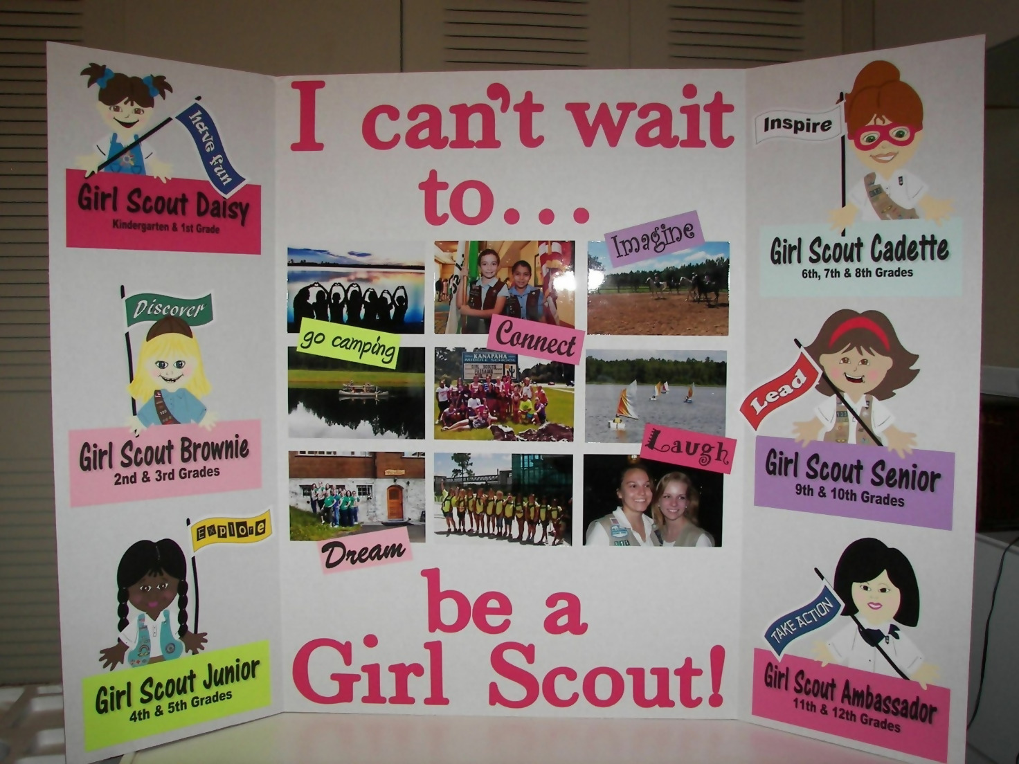 Motivational Posters in a teen Girl Scout bedroom